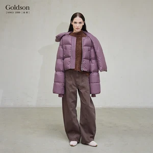 Women's Down Jacket with Attached Scarf Elegant and Warm Outerwear