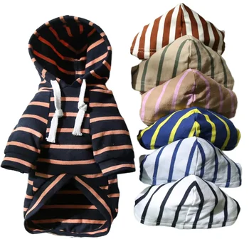 Good Selling Fashion Autumn Spring Striped  Dog Hoodie Outfit T-shirt dog Pet Clothes for Puppies