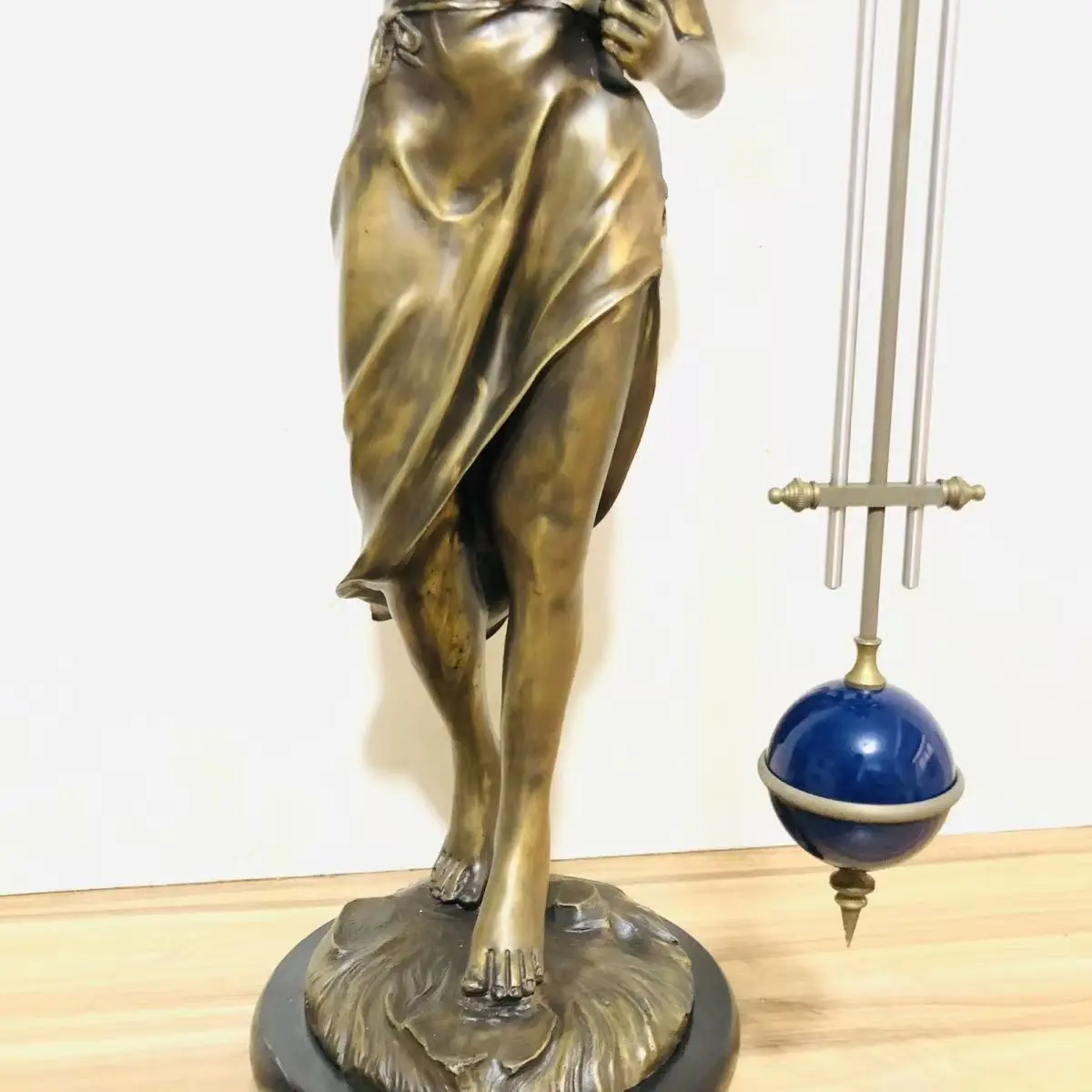 Large Imitated 17th America Beautiful Ansonia Sport Woman Antique Brass 8 Day Movement Pendulum/Swing  Shift Mechanical Clock