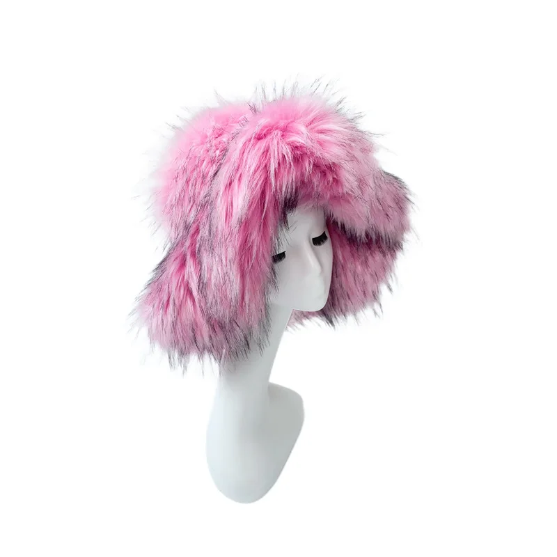 Women's Faux Raccoon Fur Winter Warm Hat Girl Ladies Hat With Fluffy