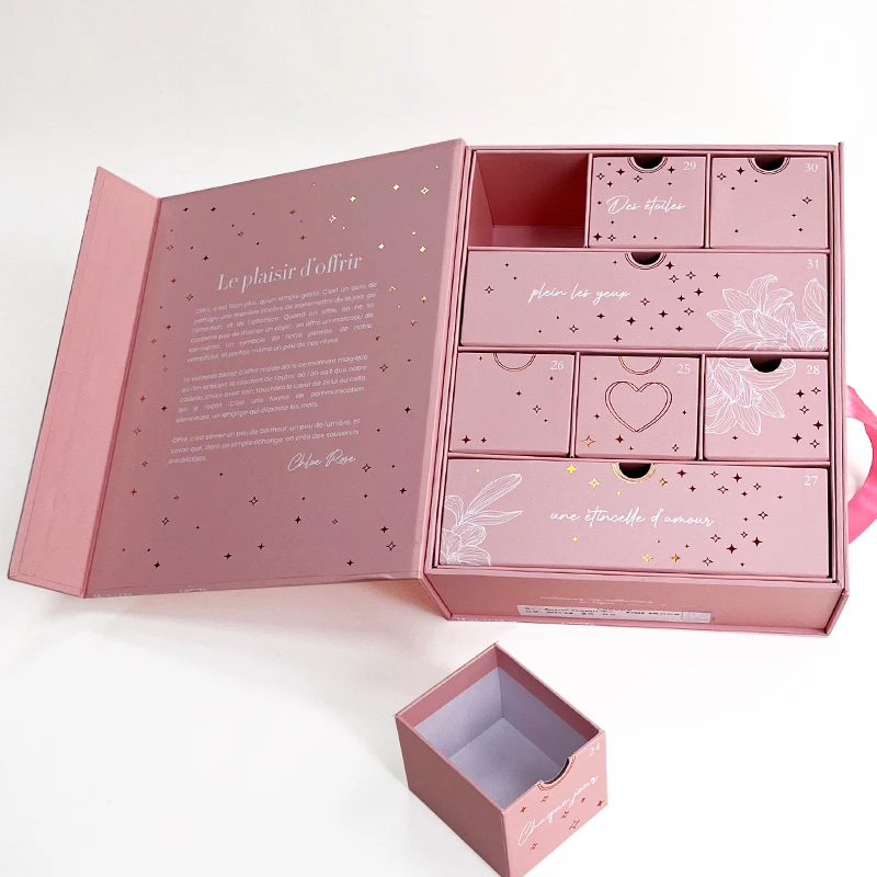 Custom Logo 8-12 Days Beauty Makeup Empty Cosmetic Advent Calendar with Embossing and Matt Lamination for Christmas Gift Box manufacture