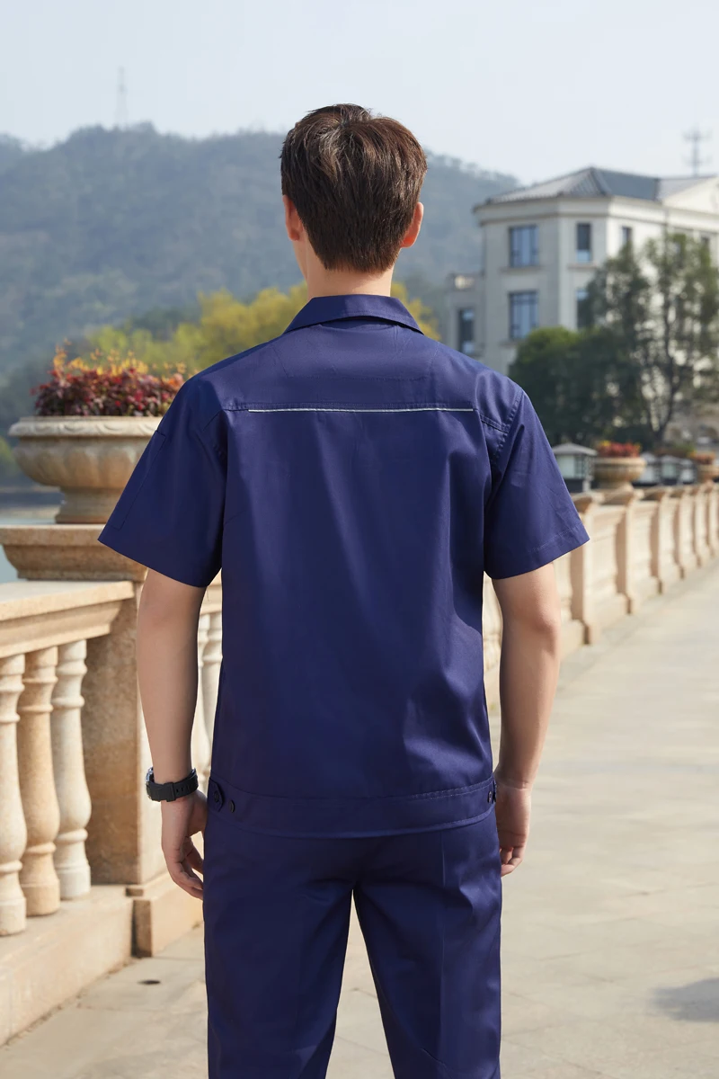 Summer workwear set men thin long short-sleeved site workshop labor protection construction engineer