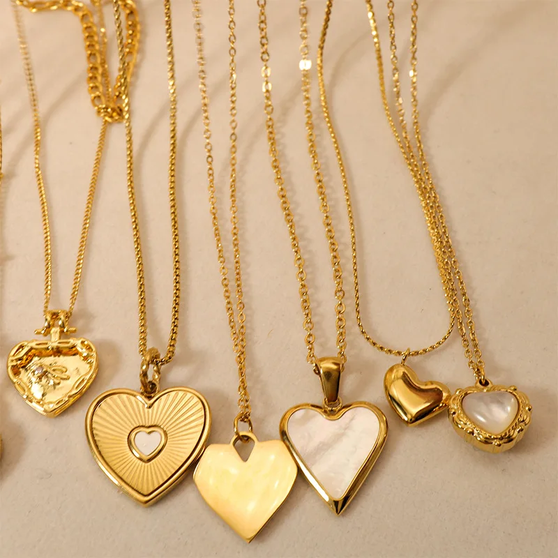 High Quality Stainless Steel Heart Pendant Necklace Exquisite Gold ...