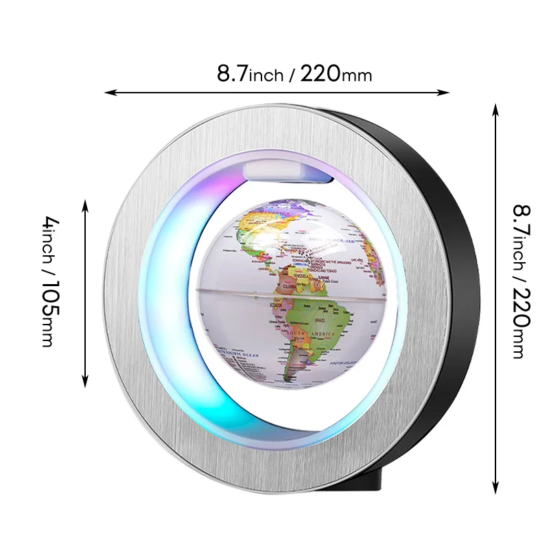Round LED World Map Floating Globe Magnetic Levitation Light Anti Gravity Magic