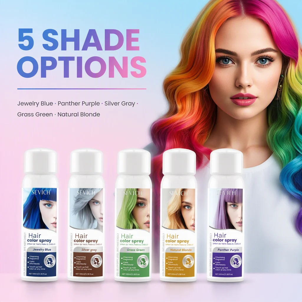 Hair Color Spray Private Label Long Lasting Fashion Magic Washable 15s Semi Permanent Instant Hair Dye No Ammonia