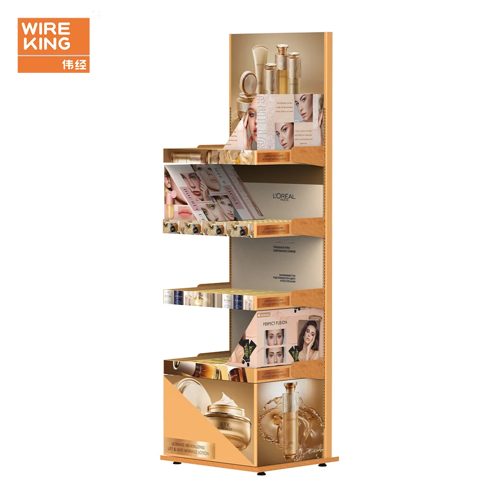 Customized Metal Makeup Display Rack Liquid Foundation Lipstick Beauty Care Product Display Stand Cosmetic Rack