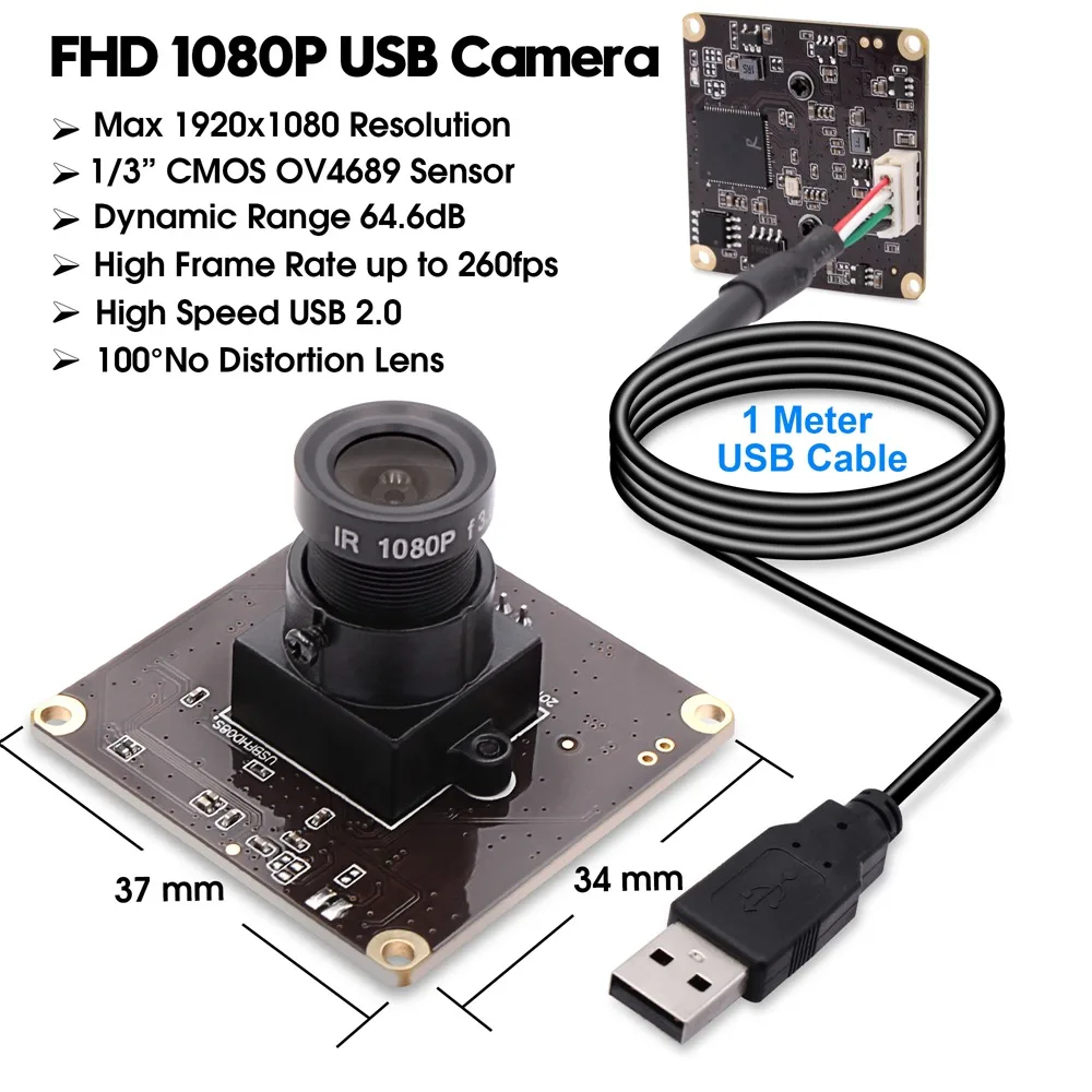 ELP High Frame Rate 260fps USB Webcam OmniVision OV4689 Color CMOS Sensor  1080P 60fps USB Camera 2.0 (3.6mm lens) [ELP-USBFHD08S-L36] - $65.10 : ELP  USB Webcam