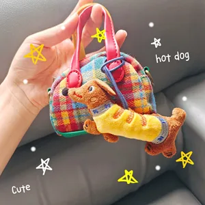 Original Cartoon Dachshund Plush Doll Keychain - Cute Dog-shaped Bag Charm & Phone Decoration