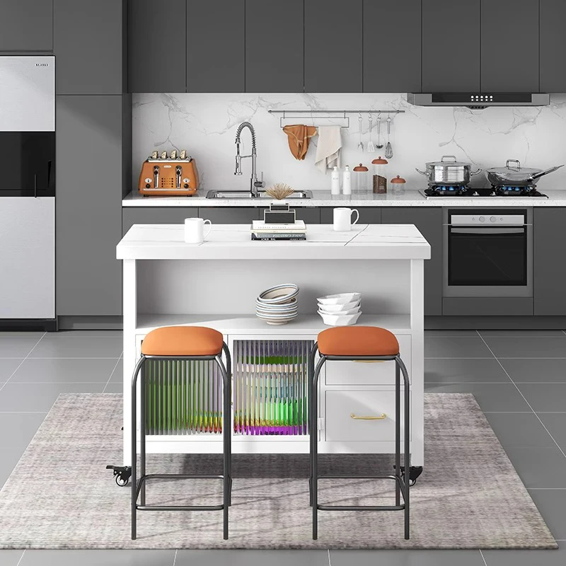 Modern Simple Prep Cooking Table With Storage Drawer Freestanding Kitchen Island Table Movable Bar Counter Sideboard Cabinet