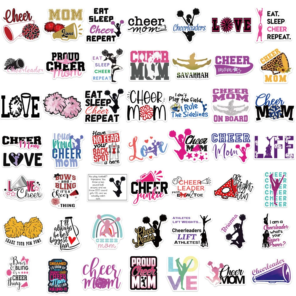 50pcs Cartoon Cheerleaders Cheer English Inspirational Sticker For Girl ...