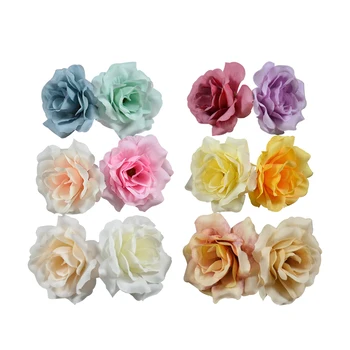 Best-Selling Artificial Flower Small Diamond Rose Heads Silk Rose Head For Home Office Wedding Cake Decor