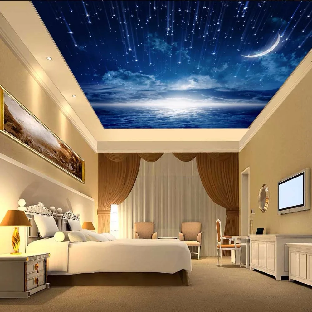 カスタム壁画 3D 星雲 夜空 壁画 天井 水痘壁紙 寝室 ソファ テレビ