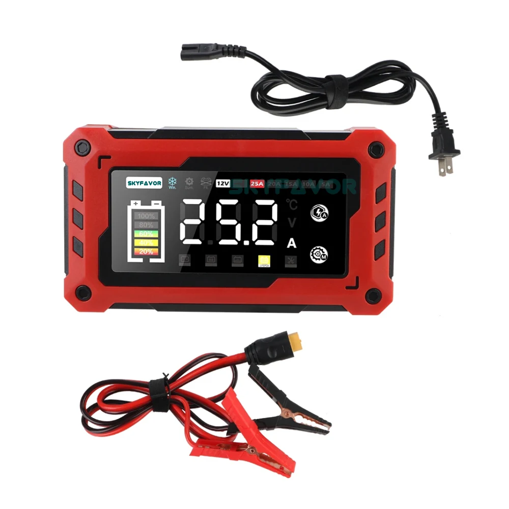 Smart mini 12V 24V battery charger 12V 24V 25A 20A 15A 10A 5A Adjustable current high power lead acid lifepo4 battery charger