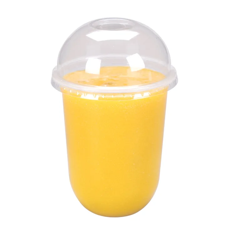 PP plastic cup for boba tea custom U shape clear cups with lid for shakes smoothies 360ML 500ML 700ML