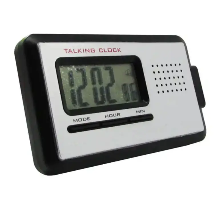 Factory Custom Logo Large Talking Clock for Elderly Desk Bedside Clocks Lcd Digital Talking Alarm Clock for Visually Impaired