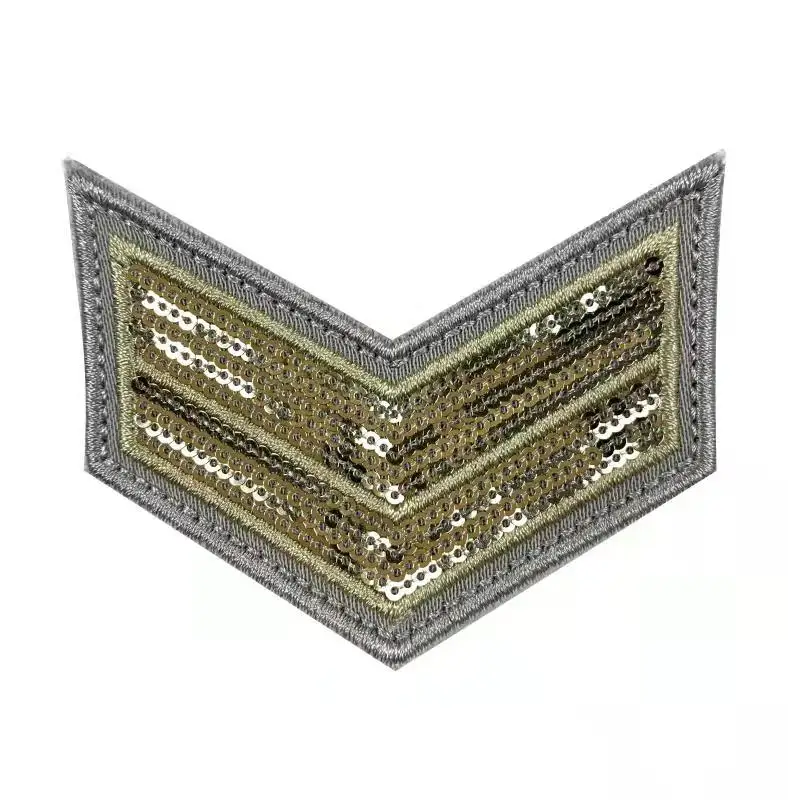 Embroidered Logo Iron Patch Heat Press Custom Round Reversible Angel Gold Embroidery Sequin Patches 1-3 Day Sample Time