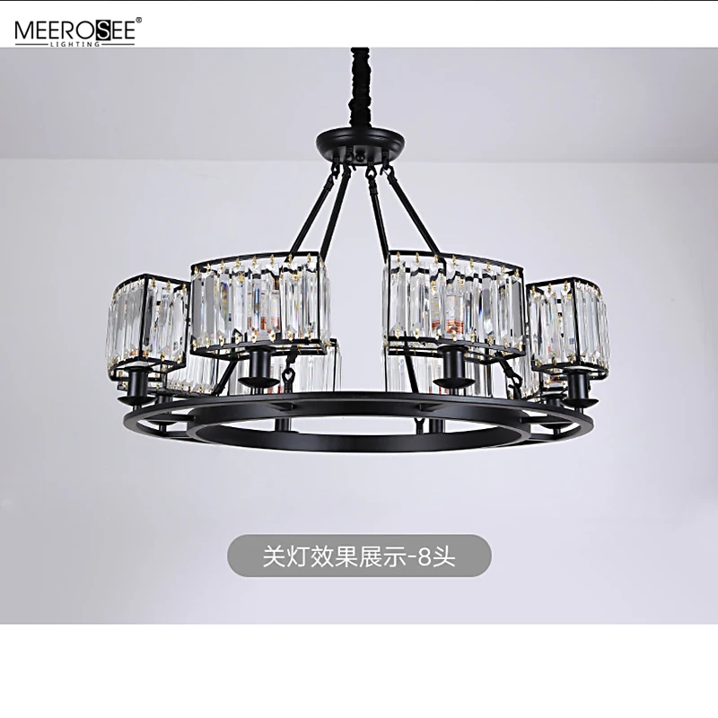 Meerosee Rustic Crystal Chandelier Modern Contemporary Ceiling Light Fixtures Vintage Pendant Lighting Dining Room Foyer MD86792