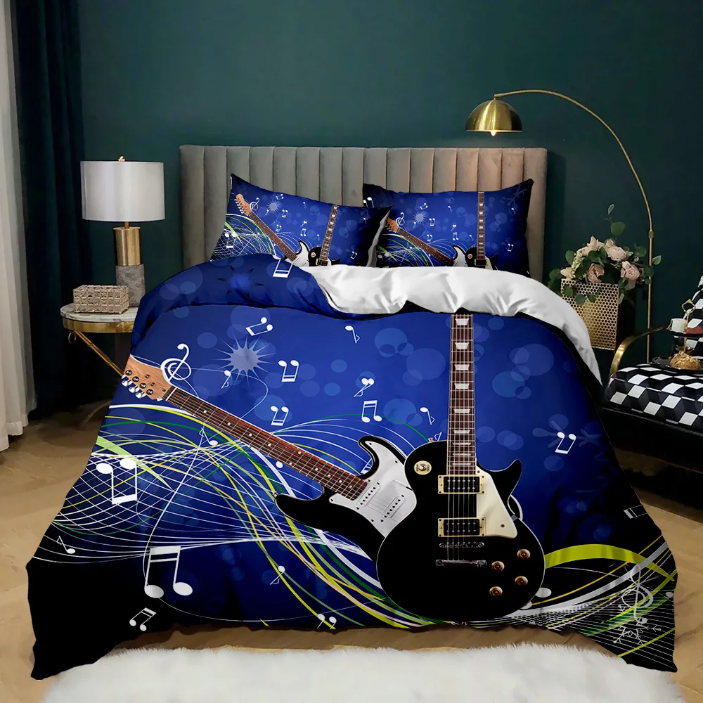 Wholesale 3D Printing Music Series Guitar Design Quilt Covers