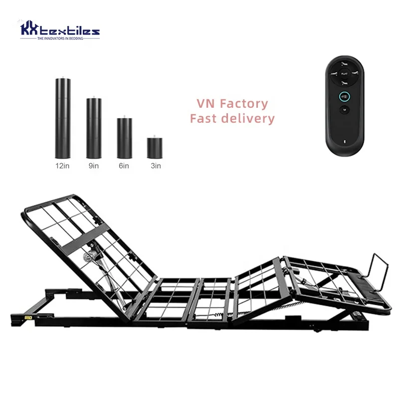 Improve Sleep Quality Quiet Motor Full Metal Folding Adjustable Bed Frame with Wireless Control