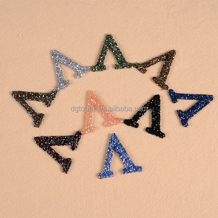 Free sample Custom  logo design heat transfer 3D beaded rhinestone applique Patch for clothing