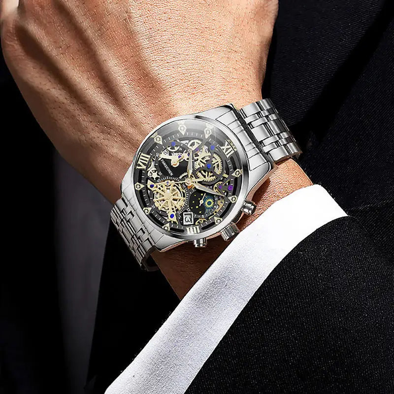 OEM High Quality Stainless Steel Mens Watch Skeleton