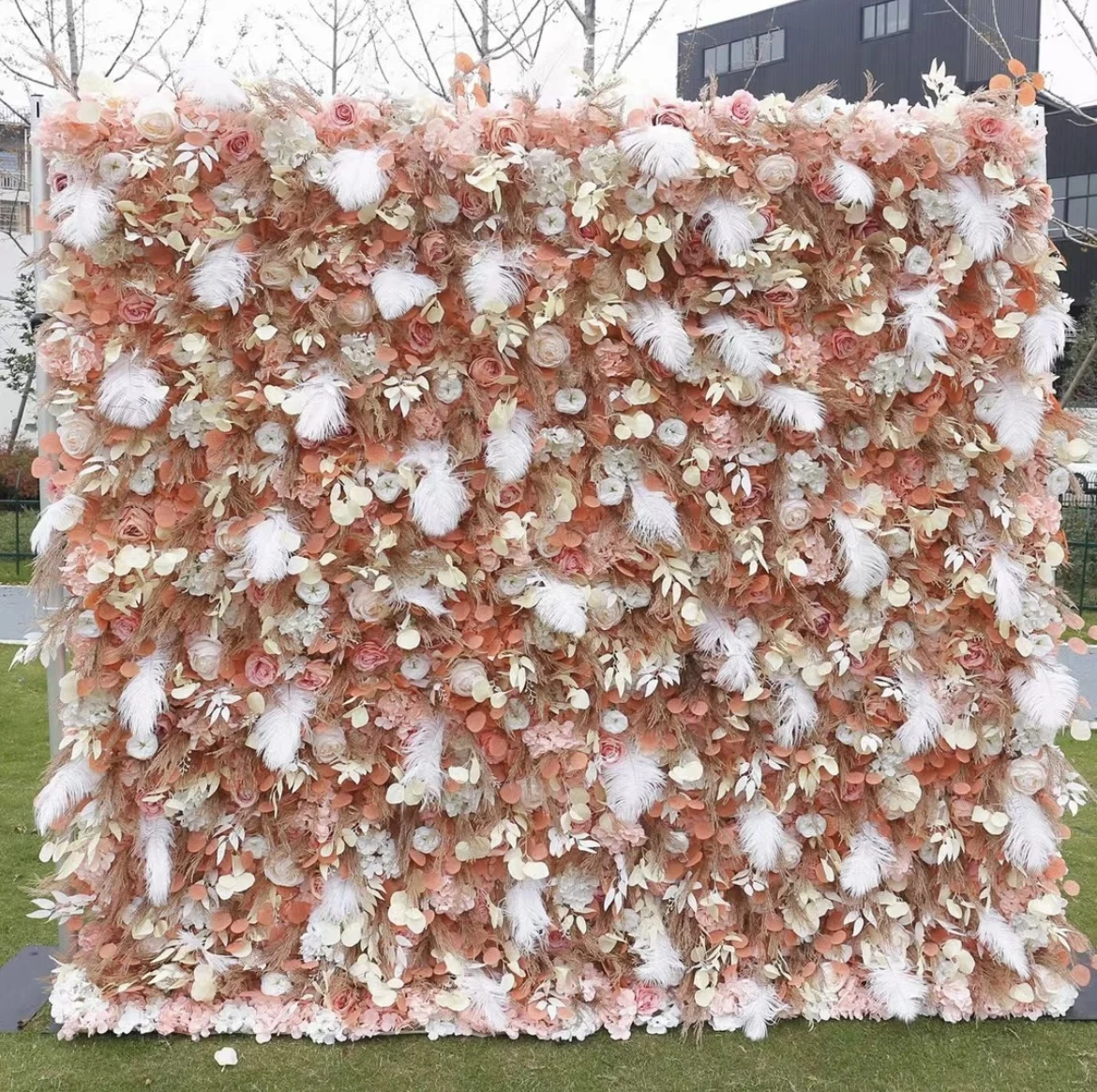 5d Custom Flowerwall 3d White Roll Up Cloth Flower Wall Wedding Decor ...