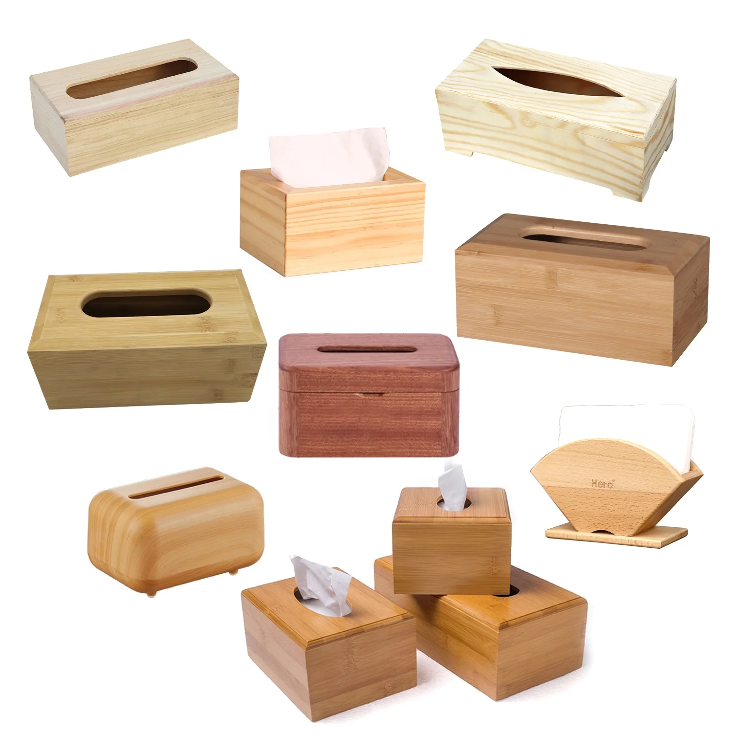 Wholesale Unfinished Natural Color Bamboo Wood Paper Storage Box