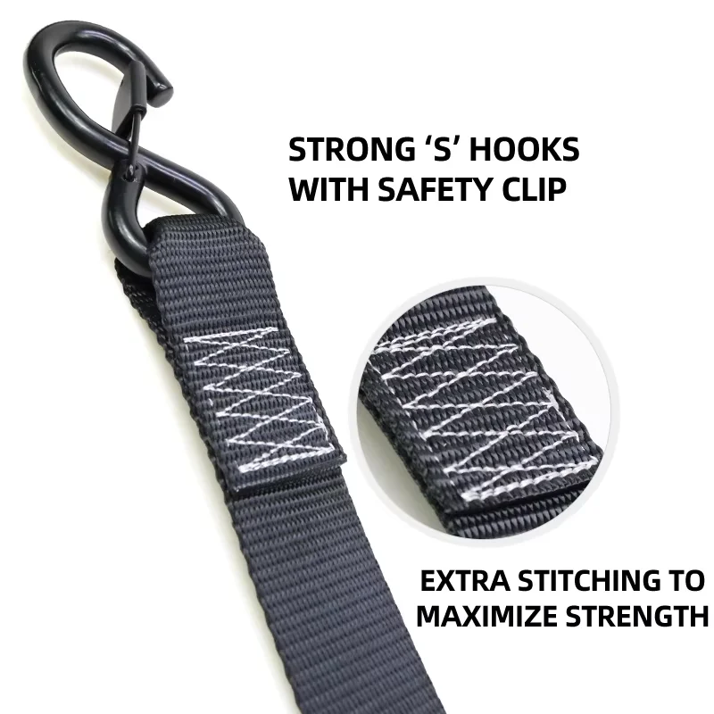 Cam Buckle Motorcycle Tie Down Strap with Safety S Hook factory