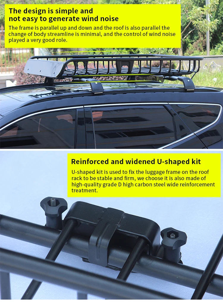 Universal Rooftop Cargo Carrier Auto Part Roof Luggage Basket for Offroad Travel Roof Holder Carrier Cargo Basket factory