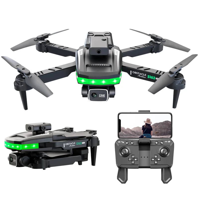 Wholesale S162 Mini Drone 4K HD camera Obstacle Avoidance Foldable Quadcopter wifi fpv RC Helicopter dron Toys boy gifts From
