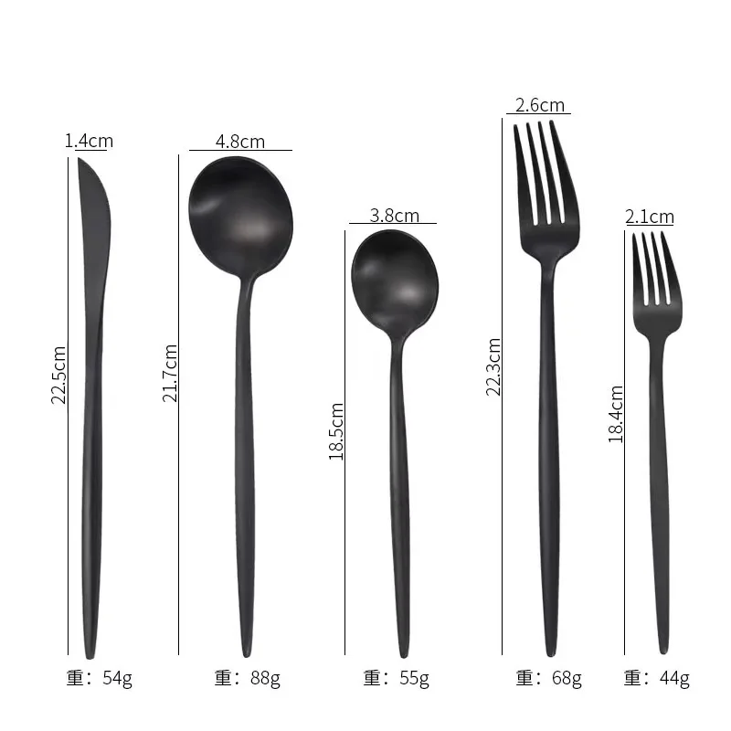 Portugal Highend Matte Black Flatware Set Stainless Steel Spoons Forks