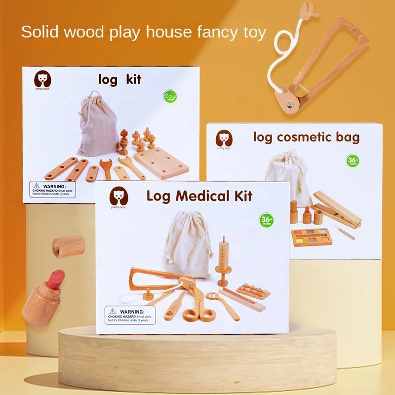 Деревянный детский туалетный столик игрушка для макияжа набор косметичек первой помощи игрушечный домик ролевых