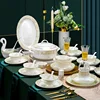 ชุดจานชามเซรามิกสีทอง 60 ชิ้น