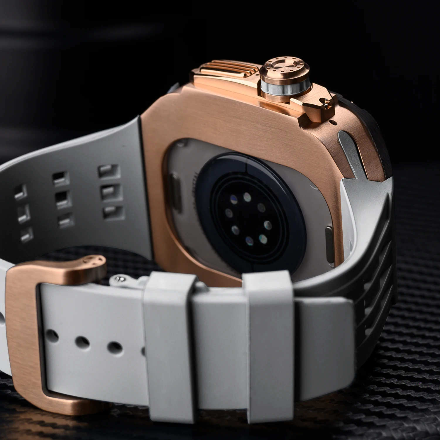 Luxury 49mm Modification Kit for Apple Watch Ultra 49mm Carbon Fiber Case With Fluororubber Band for apple Watch ultra 49MM Band
