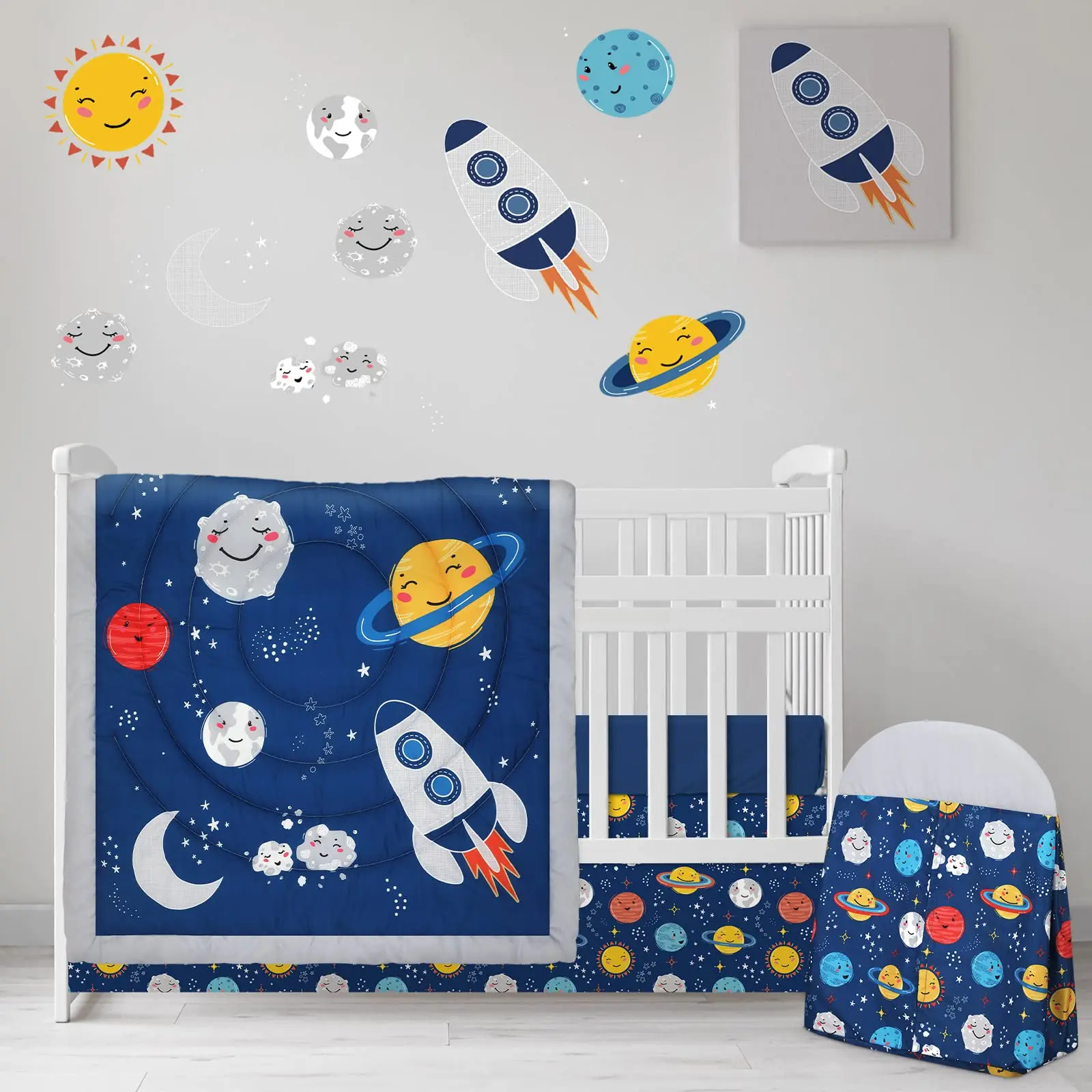 Baby 4 Piece Space Toddler Soft Bedding Set for Crib