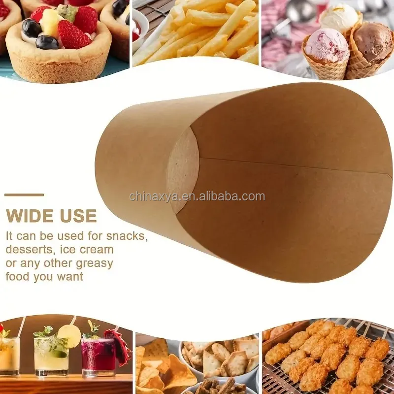 Eco-Friendly 12oz 14oz 16pz French Fries Holder Recyclable Matt Lamination Fried Chicken Box Scoop Cup for Food Industry details