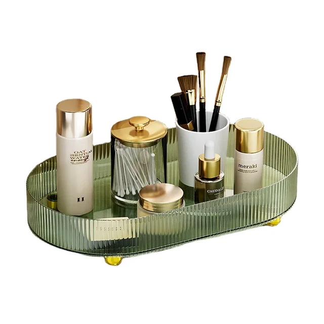 Desktop Storage Box Light Luxury Cosmetics Shelf With Feet Transparent Organizing Box bathroom organizer