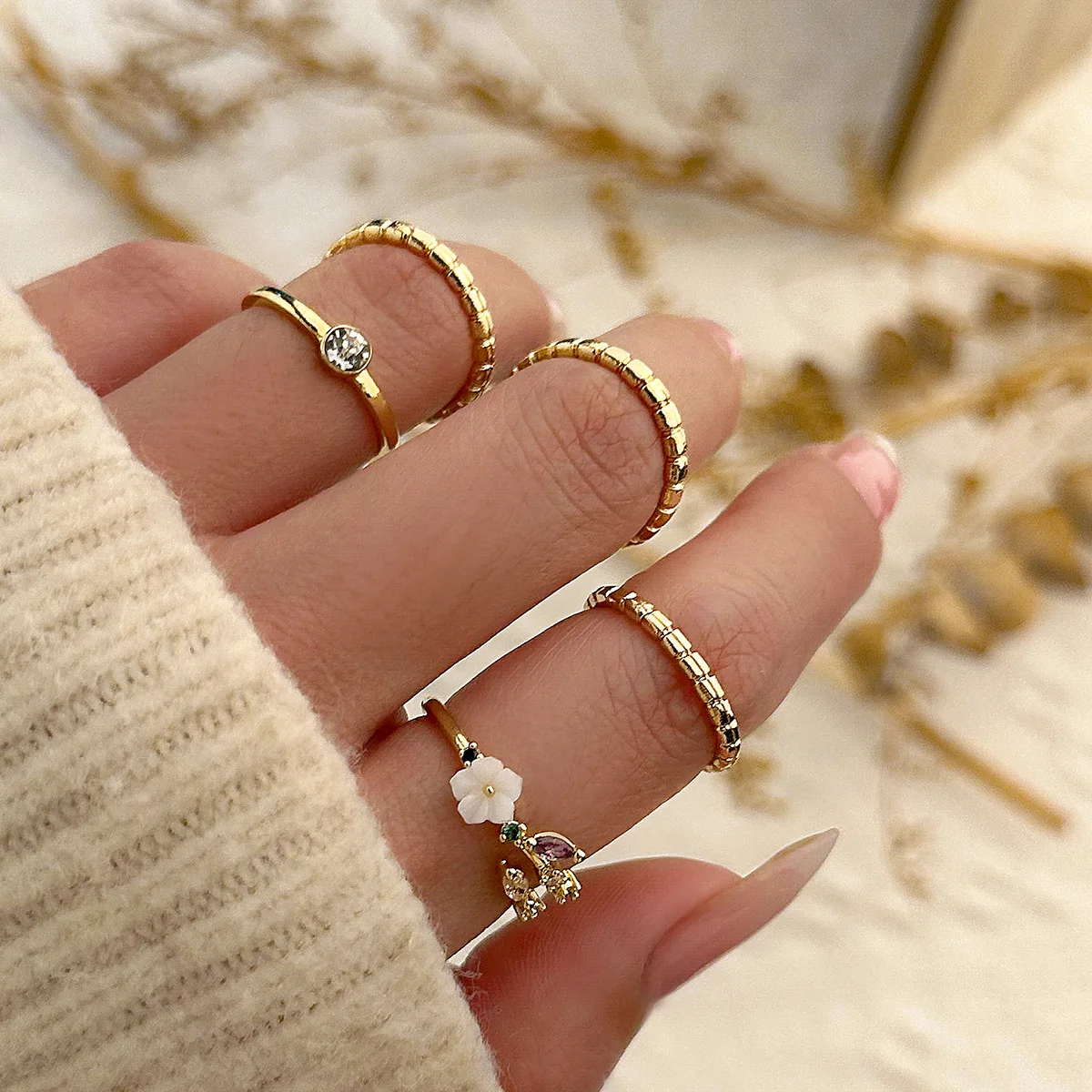 Simple Bohemian Ring Sets Fashionable Boho Stackable Joint Finger