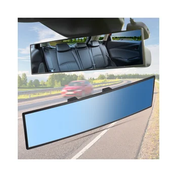 Clip On Mirror For Car, 300mm Anti-glare Car Interior Panoramic Blue Car Rear View Mirror//