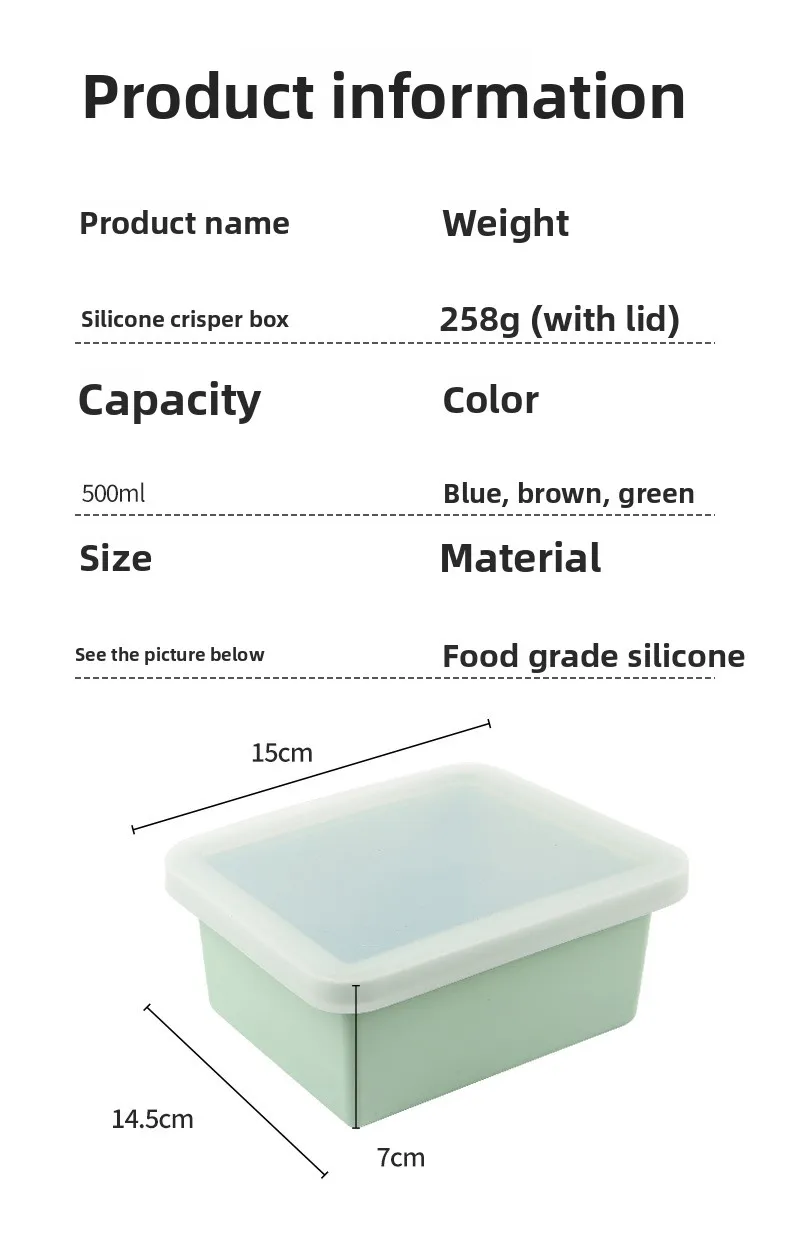Food Grade Silicone Lunch Box Microwave Heating and Leak Proof Soup Refrigerator and Freezer Storage Seal Storage Box factory