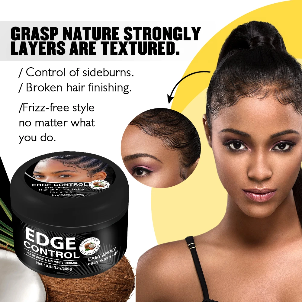New Arrival Edge Control for Women Easy Wash Hair Wax Yellow Color 300g Gel
