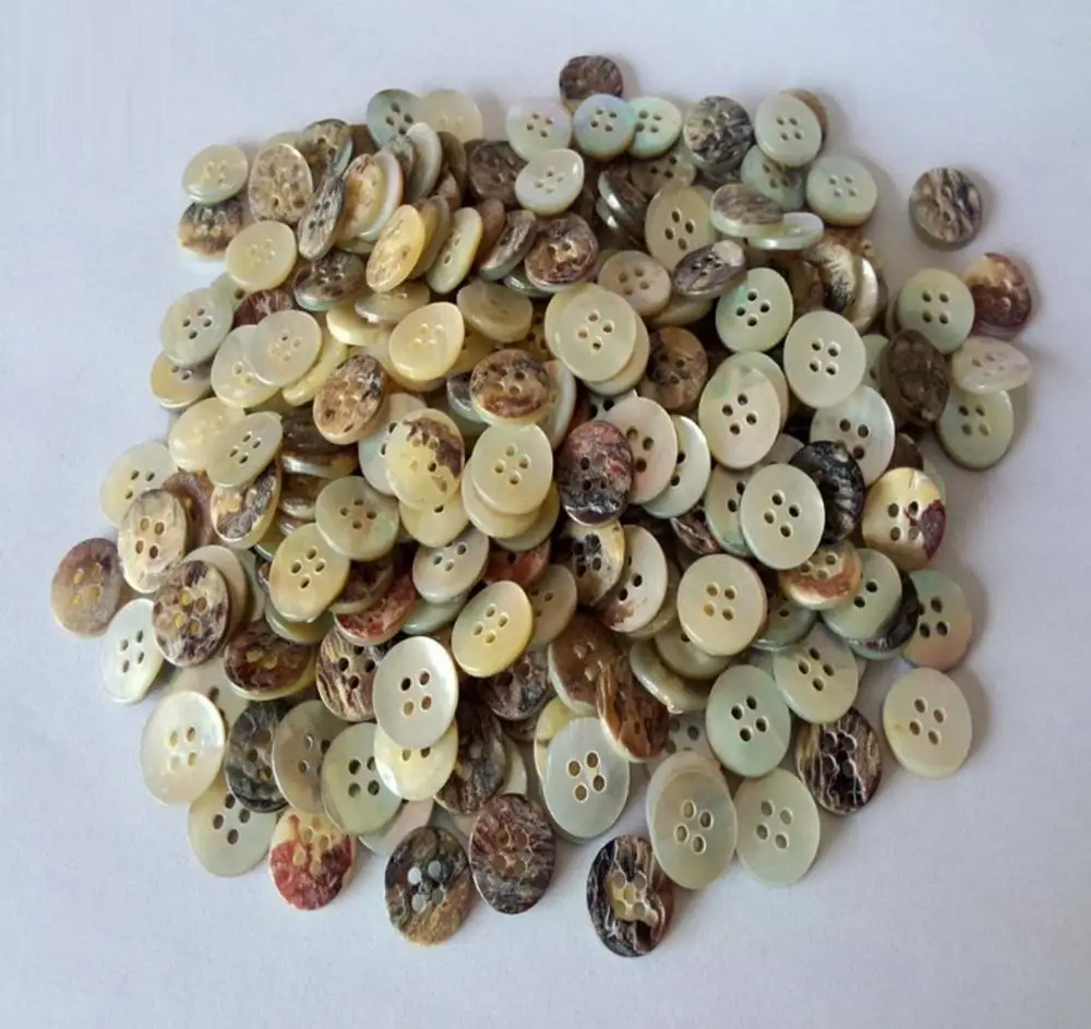 Multi-Size 4-Holes Shell Mother of Pearl Mop Shirt Buttons with Sequins Eco-Friendly Decorative Features