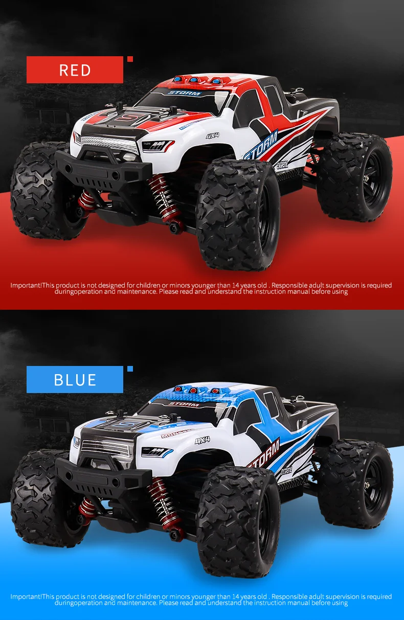 vortex monster truck 4x4 thunder storm blue