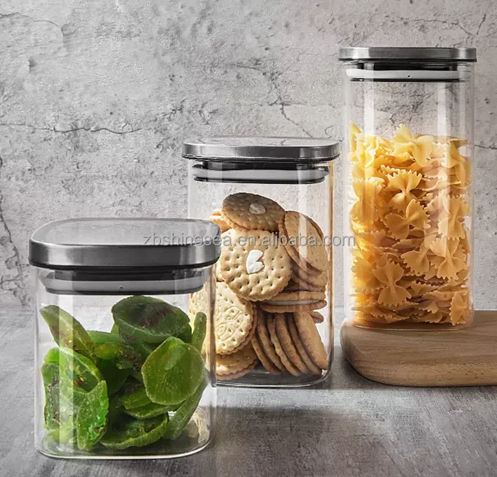 Glass Jar With Lid Food Storage Jars Glass Bottle Cookie Candy Box