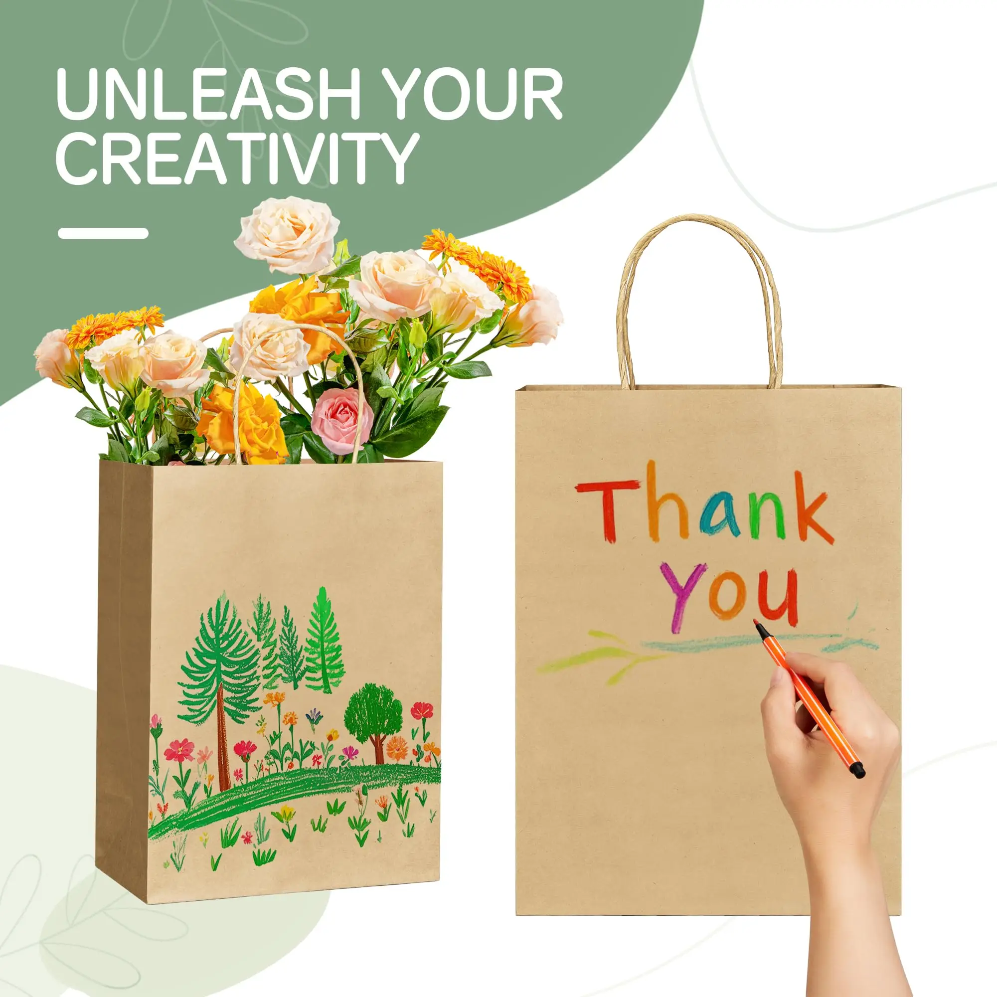 Customized Eco Friendly Brown Paper Carry Bags With Handles for Shopping Grocery Retail Shopping Gift Bags