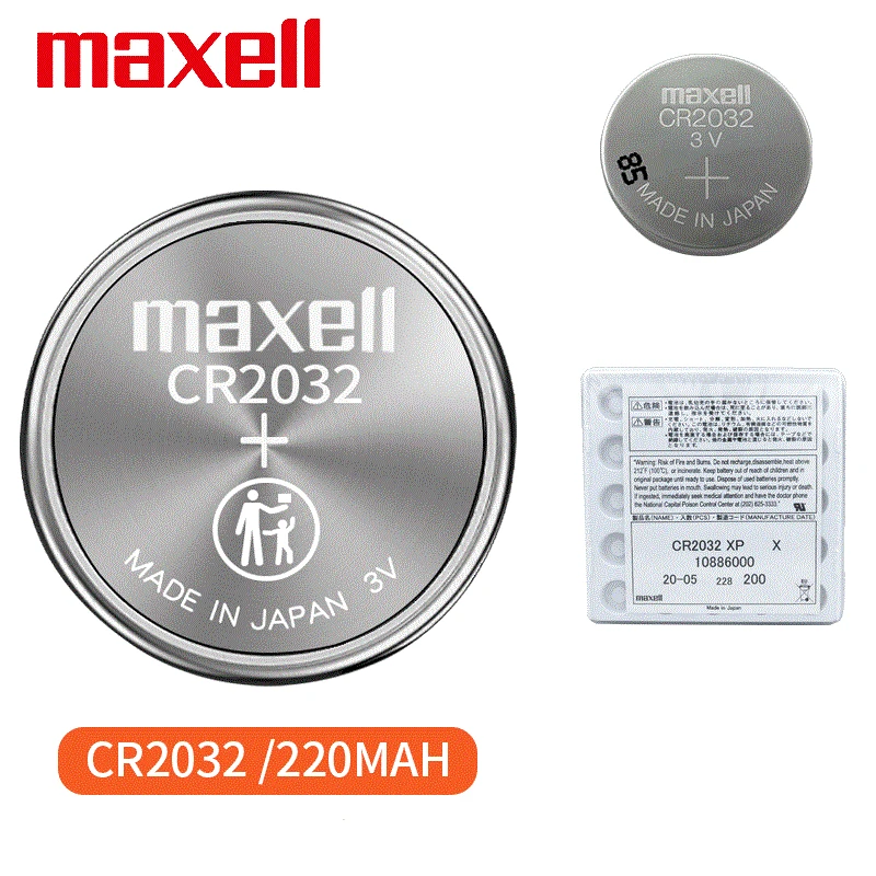 Pile bouton lithium blister CR2032 MAXELL 3V 220mAh