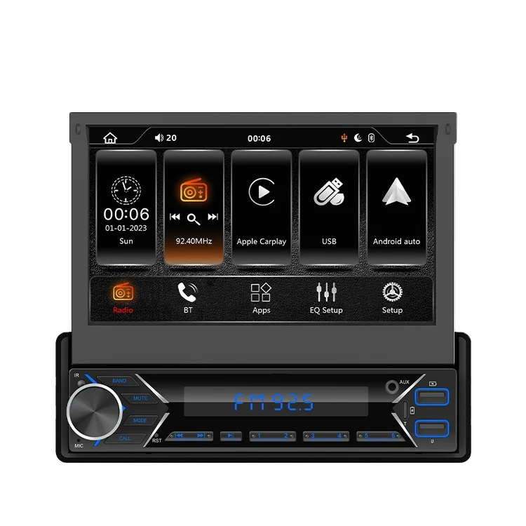 Android Car Stereo Single Din 7 Inch Flip Out Touch Screen in Dash GPS Navigation Sony Car Radio With BT
