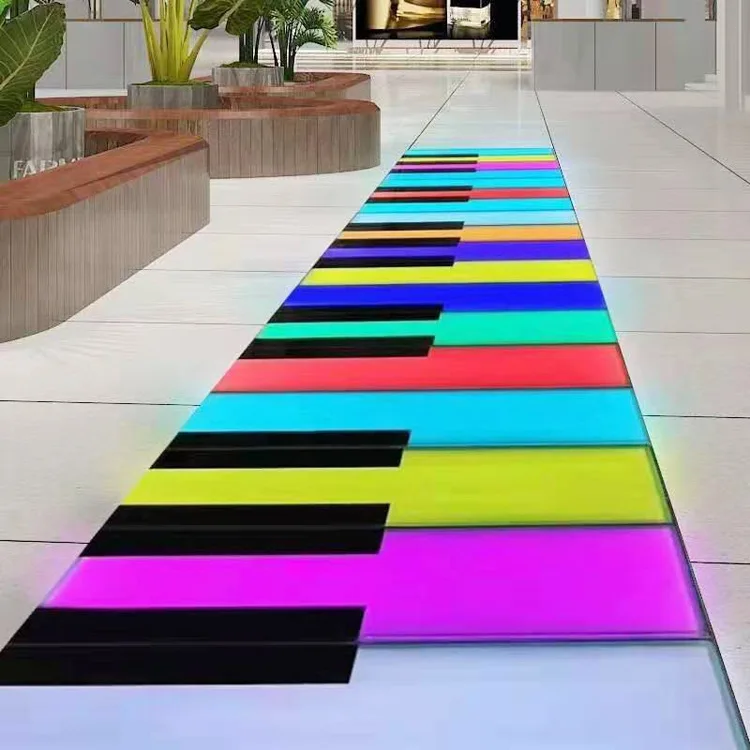 Interactive IP67 Waterproof RGB Color Changing Piano Led Dance Floor with Sound Giant Floor Piano Tiles for Kids