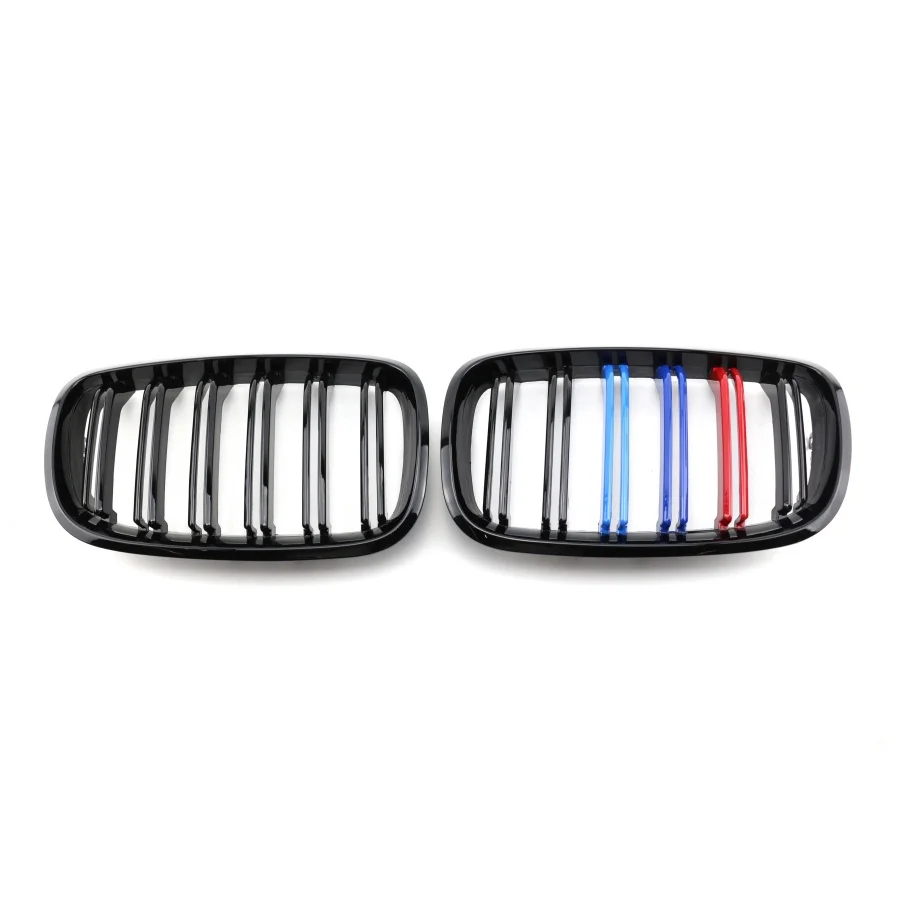 product tiypeor car high gloss black triple bar front kidney grille kit with dual banners for bmw x5 e70 2008 2014-4