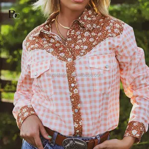 Wholesale Premium High-end Luxury Custom Made Country Western Manufacturers Shirt Cowgirl Embroidered Blouse Boho Clothing Women